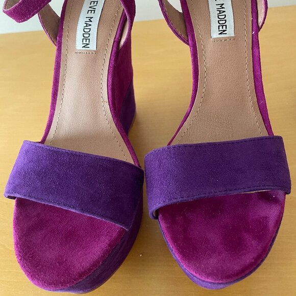 Steve Madden Suede Purple Color Block Wedges - Picture 6 of 11